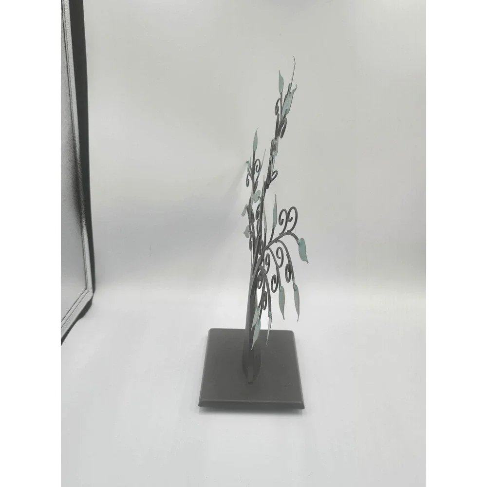 Hallmark 2003 Metal Jewelry Tree Stand Verdigris Leaves Bronze Tone Organizer
